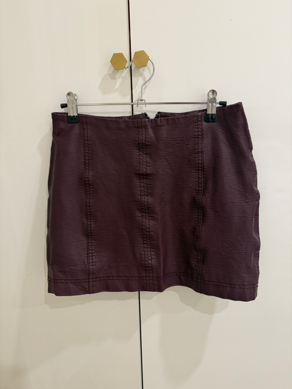 Free People Plum Faux Leather Mini Skirt